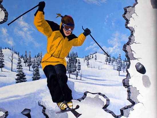 滑雪场墙绘壁画《天外来客》