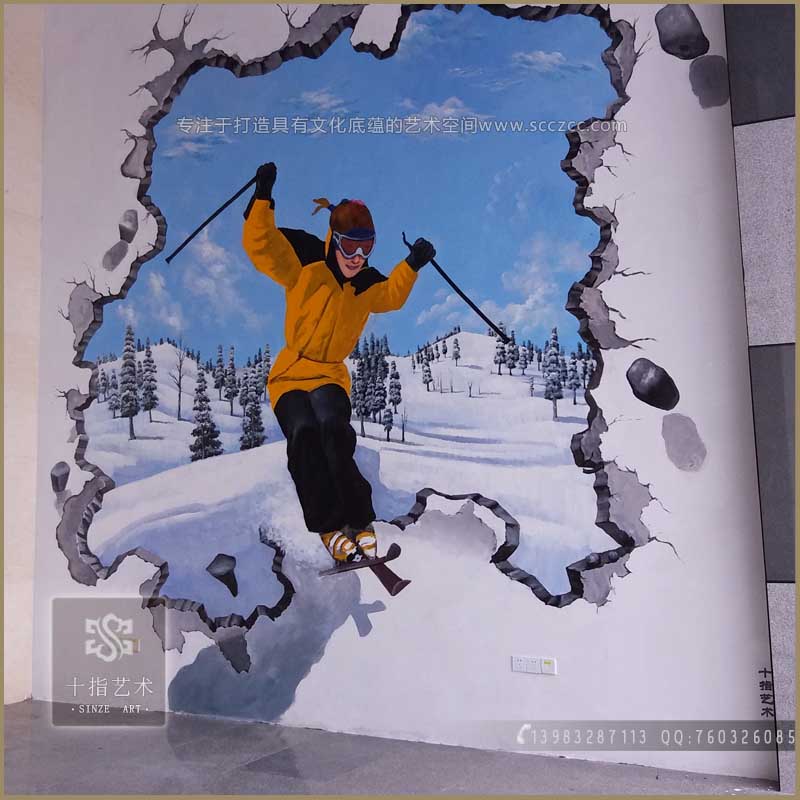 滑雪场墙绘壁画