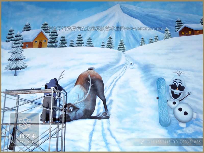 滑雪场壁画