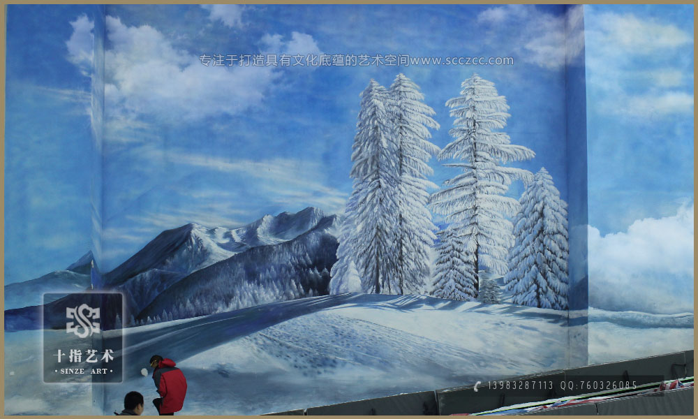 滑雪场墙绘